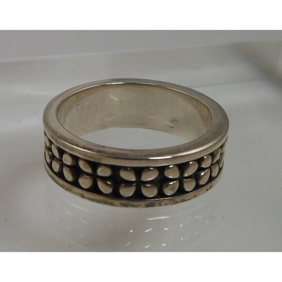 Vintage Sterling Silver Band Ring Size 7.25 Black Oxidized Pattern 6mm Thailand - Picture 3 of 10